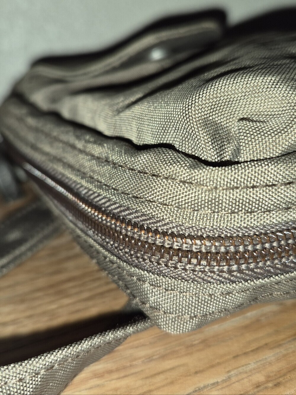 Brown Nylon Baggallini Crossbody bag featuring multiple exterior zipper pockets - Picture 6 of 8